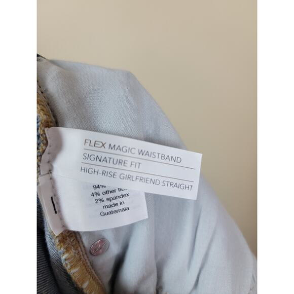 Lane Bryant High Rise Girlfriend Straight Leg Jeans Size 22 Blue Distressed - Picture 8 of 9